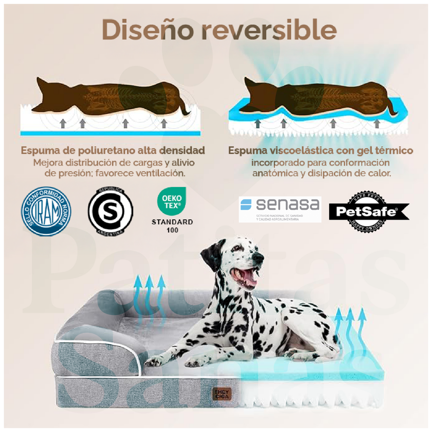 Patitas Sanas | Cama Ortopédica, viscoelástica para mascotas